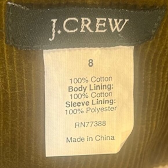 Vintage J. Crew Olive Corduroy 100% Cotton Blazer – NWOT - Picture 9 of 9